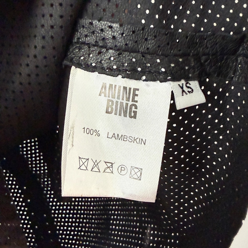 Anine Bing sz XS Black Perforated 100% Lambskin Leather Tank Top Back Zip Goth - Picture 5 of 7